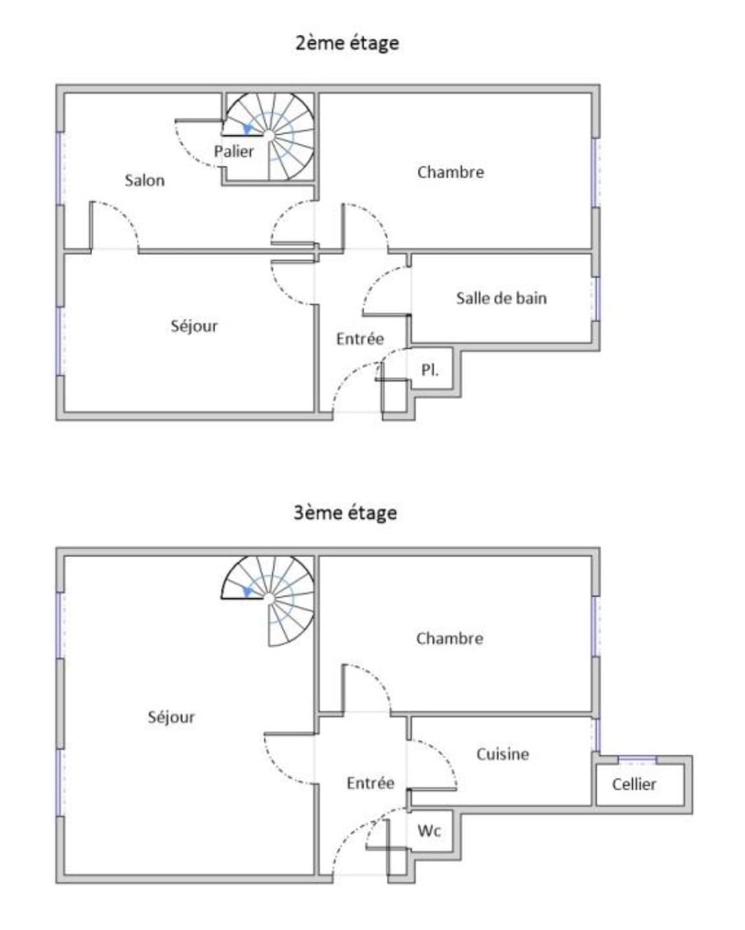 Plan — Paris XVIIᵉ Arrt - rue Montenotte - Ternes / Étoile - Quatre pièces en duplex