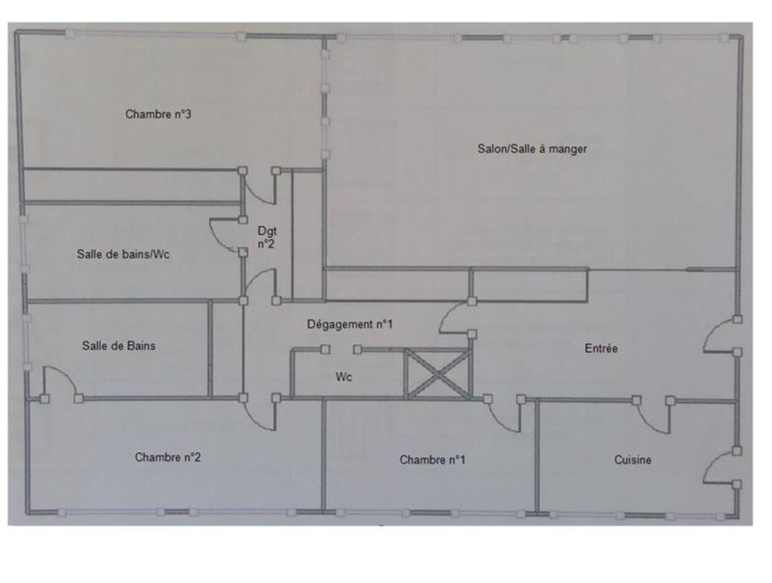 Plan — Paris XVIᵉ Arrt - Quatre pièces familial traversant — Auteuil