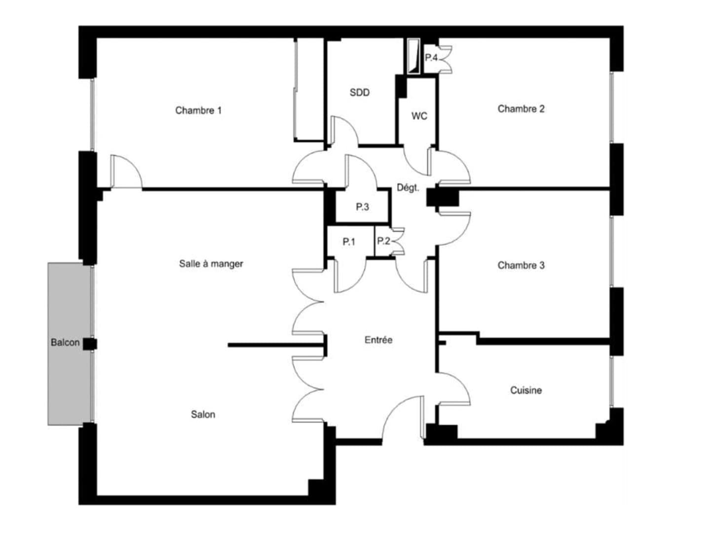 Plan — Paris XVᵉ Arrt - Motte-Piquet - Cinq pièces appartement familial - Balcon