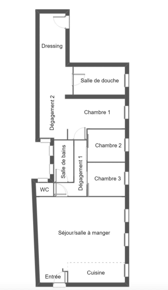 Floor plan — Paris 16th Arr. - Rue Michel-Ange – Family four-room apartment